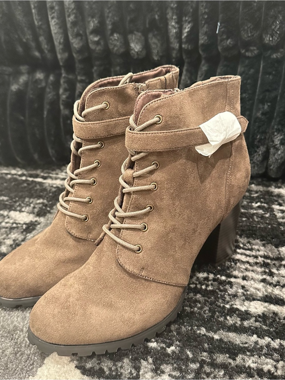 Women's Suede Lace-Up Ankle Boots in Brown